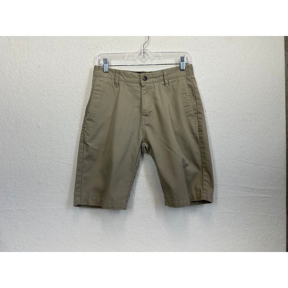 VOLCOM Shorts Men's Casual Outdoor Skate Size 28 Khaki Cotton Flat Front